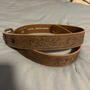 F& L Classic brown leather detailed belt. Silver 1.5x2 inch buckle. Worn twice.